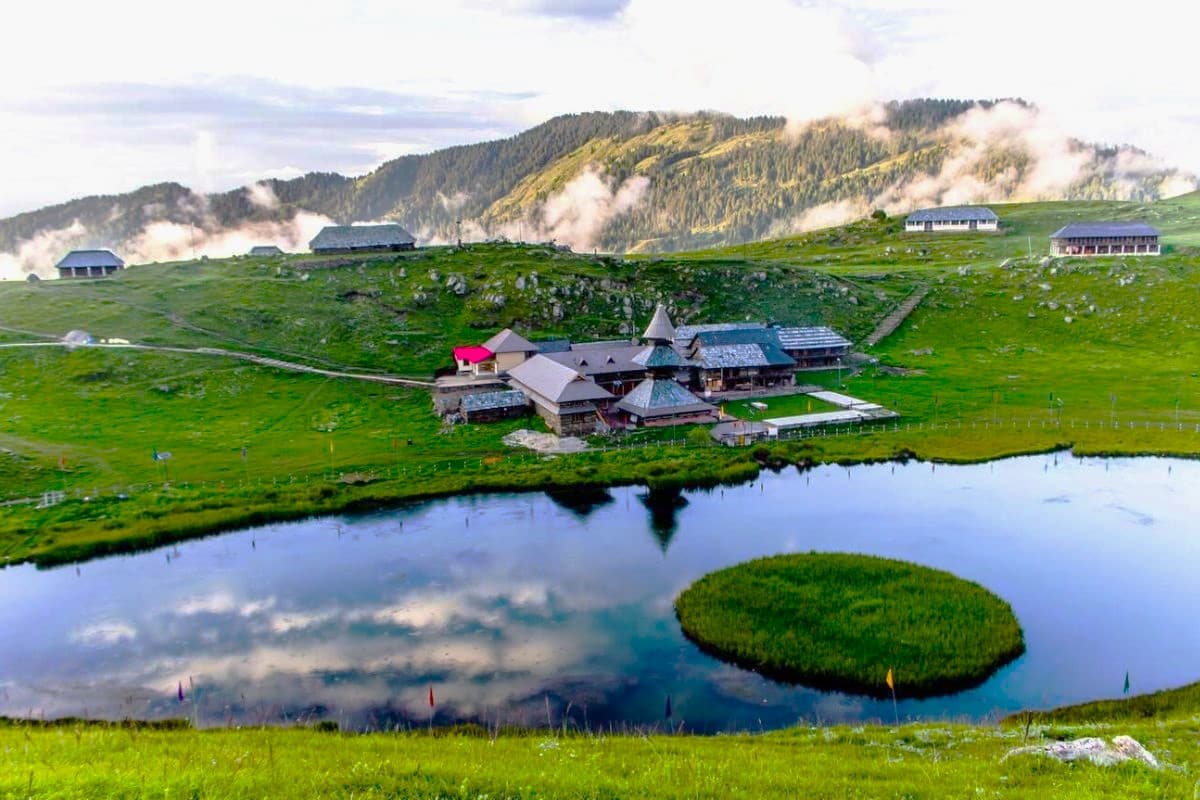 Prashar Lake with its pagoda temple, a gentle first trek near Mandi